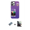 MARSİLYAN™- iPhone 12 Pro Max Kılıf Siluet Çizgi Koleksiyonu - Şeffaf Temperli Cam Ekran Koruyucu + Siyah Shine Kamera Lens Koruma Cam