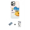 MARSİLYAN™- iPhone 12 Pro Max Kılıf Siluet Çizgi Koleksiyonu - Şeffaf Uv Polymer Nano Ekran Koruyucu + Gökkuşağı Shine Kamera Lens Koruma Cam