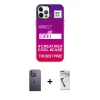 MARSİLYAN™- iPhone 12 Pro Max Kılıf Siluet Çizgi Koleksiyonu - Şeffaf Uv Polymer Nano Ekran Koruyucu + Neon Fosforlu Kamera Lens - BZ