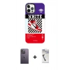 MARSİLYAN™- iPhone 12 Pro Max Kılıf Siluet Çizgi Koleksiyonu - Şeffaf Uv Polymer Nano Ekran Koruyucu + Neon Fosforlu Kamera Lens - BZ