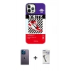 MARSİLYAN™- iPhone 12 Pro Max Kılıf Siluet Çizgi Koleksiyonu - Şeffaf Uv Polymer Nano Ekran Koruyucu + Neon Fosforlu Kamera Lens - MI