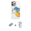 MARSİLYAN™- iPhone 12 Pro Max Kılıf Siluet Çizgi Koleksiyonu - Şeffaf Uv Polymer Nano Ekran Koruyucu + Shine Kamera Lens Koruma Cam - PE
