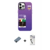 MARSİLYAN™- iPhone 12 Pro Max Kılıf Siluet Çizgi Koleksiyonu - Şeffaf Uv Polymer Nano Ekran Koruyucu + Siyah Shine Kamera Lens Koruma Cam