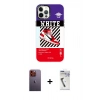 MARSİLYAN™- iPhone 12 Pro Max Kılıf Siluet Çizgi Koleksiyonu - Şeffaf Uv Polymer Nano Ekran Koruyucu + Neon Fosforlu Kamera Lens - TU