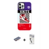 MARSİLYAN™- iPhone 12 Pro Max Kılıf Siluet Çizgi Koleksiyonu - Şeffaf Uv Polymer Nano Ekran Koruyucu + Turuncu Renkli Kamera Lens Koruma Cam