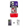MARSİLYAN™- iPhone 12 Pro Max Kılıf Siluet Çizgi Koleksiyonu - Şeffaf Uv Polymer Nano Ekran Koruyucu + Neon Fosforlu Kamera Lens - YL