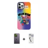MARSİLYAN™- iPhone 12 Pro Max Kılıf Siluet Çizgi Koleksiyonu - Şeffaf Uv Polymer Nano Ekran Koruyucu + Neon Fosforlu Kamera Lens - YL