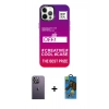 MARSİLYAN™- iPhone 12 Pro Max Kılıf Siluet Çizgi Koleksiyonu - Siyah 18D Cam Ekran Koruyucu + Neon Fosforlu Kamera Lens - BZ