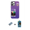 MARSİLYAN™- iPhone 12 Pro Max Kılıf Siluet Çizgi Koleksiyonu - Siyah 18D Cam Ekran Koruyucu + Shine Kamera Lens Koruma Cam - GI
