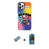 MARSİLYAN™- iPhone 12 Pro Max Kılıf Siluet Çizgi Koleksiyonu - Siyah 18D Cam Ekran Koruyucu + Shine Kamera Lens Koruma Cam - GI