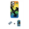 MARSİLYAN™- iPhone 12 Pro Max Kılıf Siluet Çizgi Koleksiyonu - Siyah 18D Cam Ekran Koruyucu + Shine Kamera Lens Koruma Cam - GI