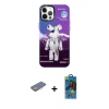 MARSİLYAN™- iPhone 12 Pro Max Kılıf Siluet Çizgi Koleksiyonu - Siyah 18D Cam Ekran Koruyucu + Renkli Kamera Lens Koruma Cam - SI
