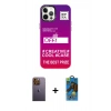 MARSİLYAN™- iPhone 12 Pro Max Kılıf Siluet Çizgi Koleksiyonu - Siyah 18D Cam Ekran Koruyucu + Neon Fosforlu Kamera Lens - SI