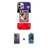 MARSİLYAN™- iPhone 12 Pro Max Kılıf Siluet Çizgi Koleksiyonu - Siyah 18D Cam Ekran Koruyucu + Neon Fosforlu Kamera Lens - SI