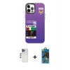 MARSİLYAN™- iPhone 12 Pro Max Kılıf Siluet Çizgi Koleksiyonu - Siyah 18D Cam Ekran Koruyucu + Shine Kamera Lens - LT