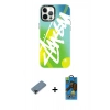MARSİLYAN™- iPhone 12 Pro Max Kılıf Siluet Çizgi Koleksiyonu - Siyah 18D Cam Ekran Koruyucu + Shine Kamera Lens Koruma Cam - SH