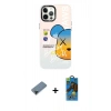 MARSİLYAN™- iPhone 12 Pro Max Kılıf Siluet Çizgi Koleksiyonu - Siyah 18D Cam Ekran Koruyucu + Shine Kamera Lens Koruma Cam - SH