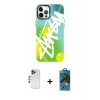 MARSİLYAN™- iPhone 12 Pro Max Kılıf Siluet Çizgi Koleksiyonu - Siyah 18D Cam Ekran Koruyucu + Shine Kamera Lens - LT