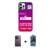 MARSİLYAN™- iPhone 12 Pro Max Kılıf Siluet Çizgi Koleksiyonu - Siyah 18D Cam Ekran Koruyucu + Neon Fosforlu Kamera Lens - TU