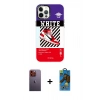MARSİLYAN™- iPhone 12 Pro Max Kılıf Siluet Çizgi Koleksiyonu - Siyah 18D Cam Ekran Koruyucu + Neon Fosforlu Kamera Lens - TU