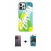 MARSİLYAN™- iPhone 12 Pro Max Kılıf Siluet Çizgi Koleksiyonu - Siyah 18D Cam Ekran Koruyucu + Neon Fosforlu Kamera Lens - TU
