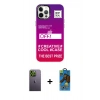 MARSİLYAN™- iPhone 12 Pro Max Kılıf Siluet Çizgi Koleksiyonu - Siyah 18D Cam Ekran Koruyucu + Neon Fosforlu Kamera Lens - YL