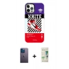 MARSİLYAN™- iPhone 12 Pro Max Kılıf Siluet Çizgi Koleksiyonu - Siyah 20D Premium Cam Ekran Koruyucu + Neon Fosforlu Kamera Lens - MI