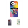 MARSİLYAN™- iPhone 12 Pro Max Kılıf Siluet Çizgi Koleksiyonu - Siyah 20D Premium Cam Ekran Koruyucu + Neon Fosforlu Kamera Lens - TU