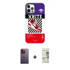 MARSİLYAN™- iPhone 12 Pro Max Kılıf Siluet Çizgi Koleksiyonu - Siyah 20D Premium Cam Ekran Koruyucu + Neon Fosforlu Kamera Lens - TU