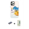 MARSİLYAN™- iPhone 12 Pro Max Kılıf Siluet Çizgi Koleksiyonu - Siyah 20D Premium Cam Ekran Koruyucu + Renkli Kamera Lens Koruma Cam - TU