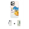 MARSİLYAN™- iPhone 12 Pro Max Kılıf Siluet Çizgi Koleksiyonu - Siyah 20D Premium Cam Ekran Koruyucu + Shine Kamera Lens - LT