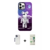 MARSİLYAN™- iPhone 12 Pro Max Kılıf Siluet Çizgi Koleksiyonu - Siyah 20D Premium Cam Ekran Koruyucu + Shine Kamera Lens - LT