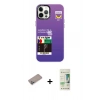 MARSİLYAN™- iPhone 12 Pro Max Kılıf Siluet Çizgi Koleksiyonu - Siyah 20D Premium Cam Ekran Koruyucu + Sierra Blue Shine Kamera Lens Koruma Cam