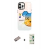 MARSİLYAN™- iPhone 12 Pro Max Kılıf Siluet Çizgi Koleksiyonu - Siyah 20D Premium Cam Ekran Koruyucu + Sierra Blue Shine Kamera Lens Koruma Cam