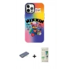 MARSİLYAN™- iPhone 12 Pro Max Kılıf Siluet Çizgi Koleksiyonu - Siyah 20D Premium Cam Ekran Koruyucu + Yeşil Renkli Kamera Lens Koruma Cam