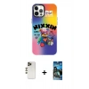 MARSİLYAN™- iPhone 12 Pro Max Kılıf Siluet Çizgi Koleksiyonu - Siyah 34D Izgaralı Cam + Shine Kamera Lens - GD