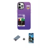MARSİLYAN™- iPhone 12 Pro Max Kılıf Siluet Çizgi Koleksiyonu - Siyah 34D Izgaralı Cam + Metal Kamera Lens Koruma Cam - KI