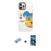 MARSİLYAN™- iPhone 12 Pro Max Kılıf Siluet Çizgi Koleksiyonu - Siyah 34D Izgaralı Cam + Shine Kamera Lens Koruma Cam - MI