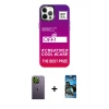 MARSİLYAN™- iPhone 12 Pro Max Kılıf Siluet Çizgi Koleksiyonu - Siyah 34D Izgaralı Cam + Neon Fosforlu Kamera Lens - YL