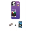 MARSİLYAN™- iPhone 12 Pro Max Kılıf Siluet Çizgi Koleksiyonu - Siyah 34D Izgaralı Cam + Shine Kamera Lens Koruma Cam - SABE