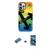 MARSİLYAN™- iPhone 12 Pro Max Kılıf Siluet Çizgi Koleksiyonu - Siyah 34D Izgaralı Cam + Shine Kamera Lens Koruma Cam - GD