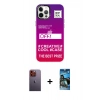 MARSİLYAN™- iPhone 12 Pro Max Kılıf Siluet Çizgi Koleksiyonu - Siyah 34D Izgaralı Cam + Turuncu Neon Fosforlu Kamera Lens