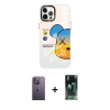 MARSİLYAN™- iPhone 12 Pro Max Kılıf Siluet Çizgi Koleksiyonu - Siyah 360 Mat Full Body Arka Koruyucu + Neon Fosforlu Kamera Lens - BZ
