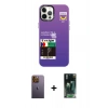 MARSİLYAN™- iPhone 12 Pro Max Kılıf Siluet Çizgi Koleksiyonu - Siyah 360 Mat Full Body Arka Koruyucu + Neon Fosforlu Kamera Lens - SI