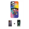 MARSİLYAN™- iPhone 12 Pro Max Kılıf Siluet Çizgi Koleksiyonu - Siyah 360 Mat Full Body Arka Koruyucu + Neon Fosforlu Kamera Lens - SI