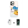 MARSİLYAN™- iPhone 12 Pro Max Kılıf Siluet Çizgi Koleksiyonu - Siyah 360 Mat Full Body Arka Koruyucu + Shine Kamera Lens - LT