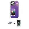 MARSİLYAN™- iPhone 12 Pro Max Kılıf Siluet Çizgi Koleksiyonu - Siyah 360 Mat Full Body Arka Koruyucu + Renkli Kamera Lens Koruma Cam - YL