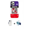MARSİLYAN™- iPhone 12 Pro Max Kılıf Siluet Çizgi Koleksiyonu - Siyah 3D Antistatik Cam Ekran Koruyucu + Shine Kamera Lens - LT