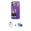 MARSİLYAN™- iPhone 12 Pro Max Kılıf Siluet Çizgi Koleksiyonu - Siyah 3D Antistatik Cam Ekran Koruyucu + Shine Kamera Lens - LT