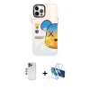 MARSİLYAN™- iPhone 12 Pro Max Kılıf Siluet Çizgi Koleksiyonu - Siyah 3D Antistatik Cam Ekran Koruyucu + Shine Kamera Lens - LT